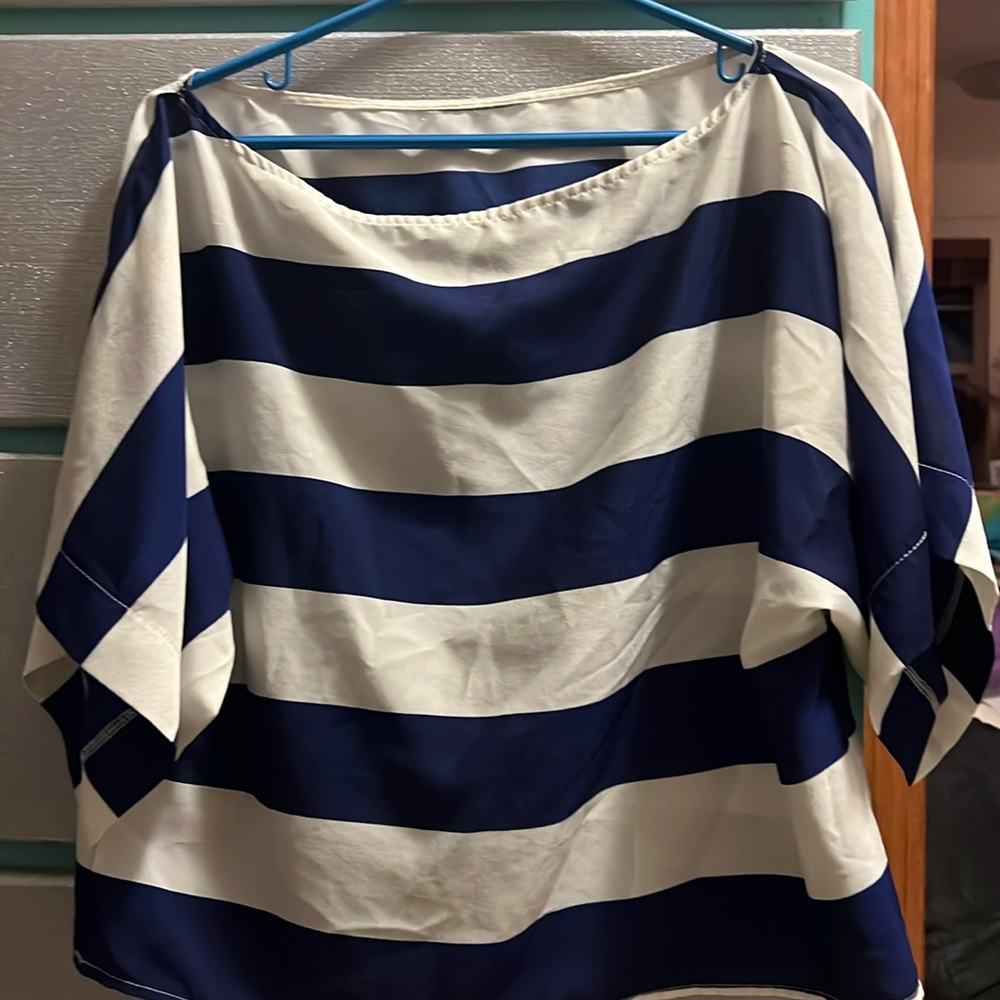 Purple and white striped coverall